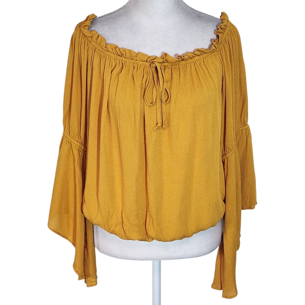 Charlotte Russe Mustard Gold Off-the-Shoulder Cropped Top NWT Size Large